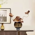thumbnail image 4 of Florero de cristal de Curry ligero de lujo, flores de simulación de orquídeas y mariposas, mesa de comedor for sala de estar, mesa de centro, adornos decorativos, 4 of 5