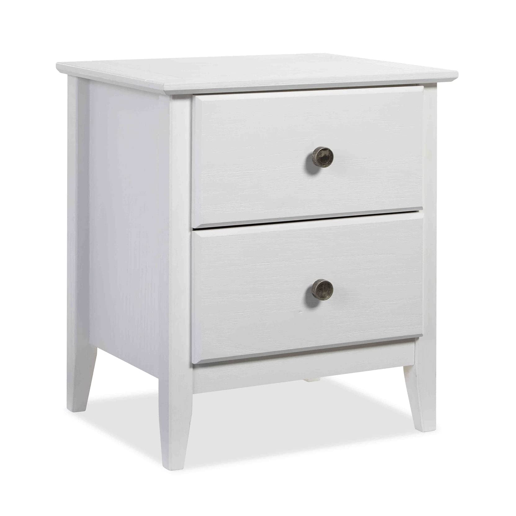 Grain Wood Furniture Greenport 2-Drawer Bedroom Nightstand, Solid Wood with Brushed White Finish