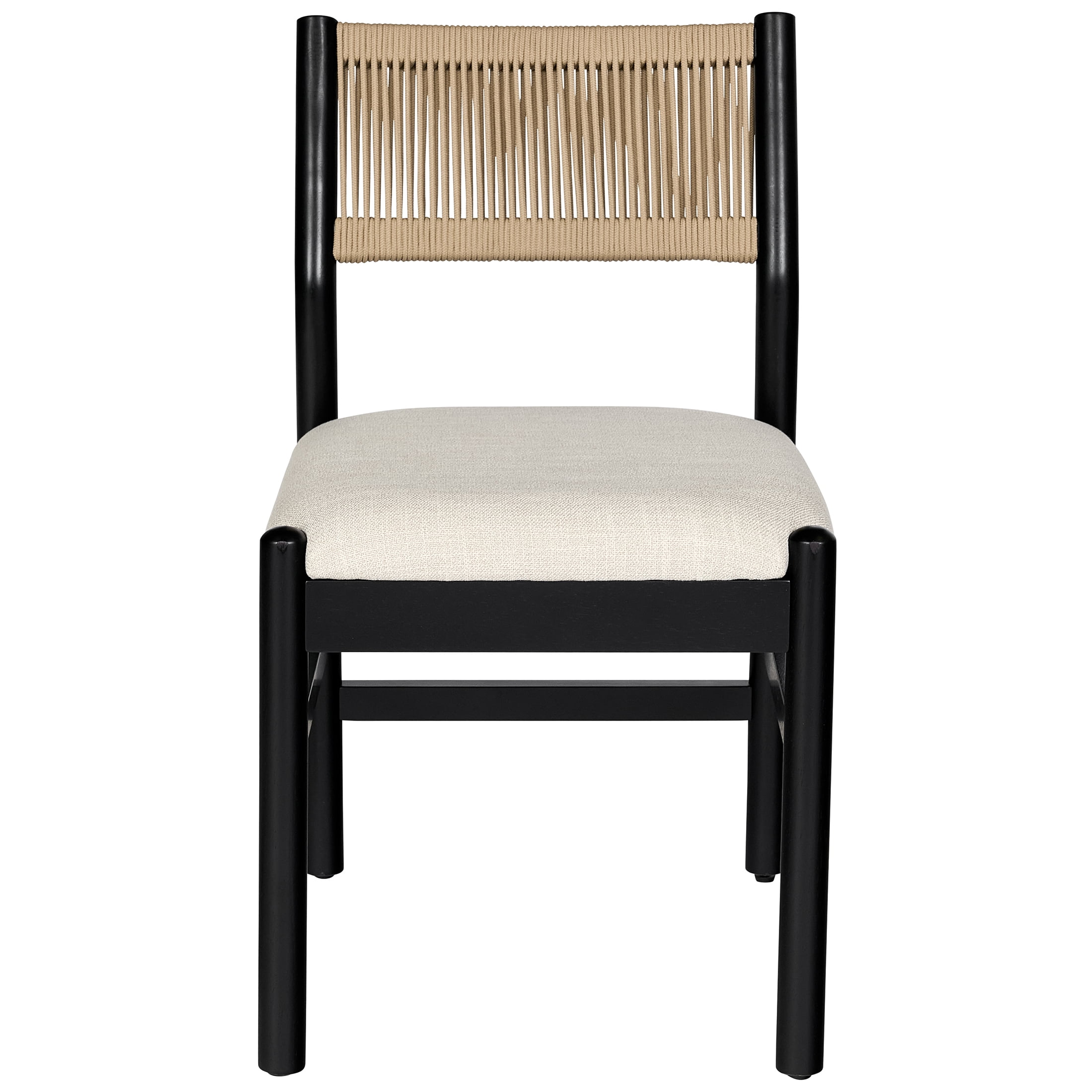 Better Homes & Gardens Lillian Fluted Dining Chair Set of 2, Black Frame with Cream Cushions