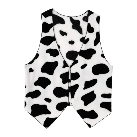 iiniim Men's Cow Print Sleeveless Open Front Coat Vest Hippie Christmas Halloween Cowboy Costume Black 4XL