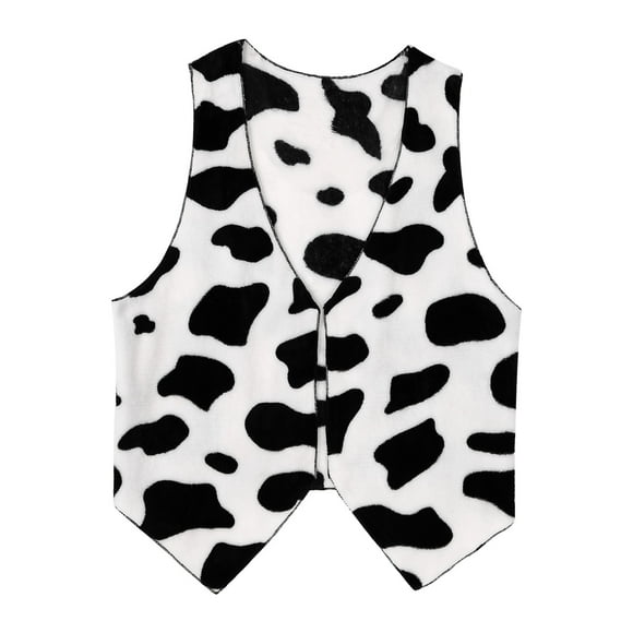 Hansber Men's Cow Print Vest Festival Halloween Hippie Costume Sleeveless Waistcoat Cowboy Outfits Black S