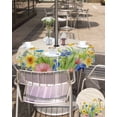 thumbnail image 5 of Summer Botanical Country Flowers Birds Round Tablecloth with Zipper,Waterproof Table Cloth with Umbrella Hole Patio Tablecloths for Outdoor Tables,Pastoral Plants Retro Linen Spillproof Table Cover, 5 of 6
