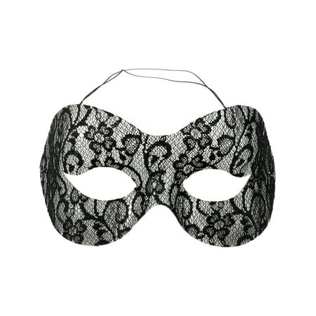 Black Lace Masquerade Mask Mardi Gras Venetian Italy Costume Sizes: One Size