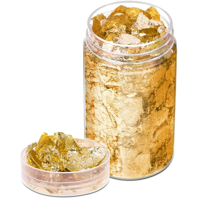Flocons d'Or pour Résine, 15 Grammes de Feuille d'Or pour Ongles, Flocons de Feuille d'Or Imitation Feuille d'Or pour Fabrication de Bijoux Résine, Ongles et Bijoux