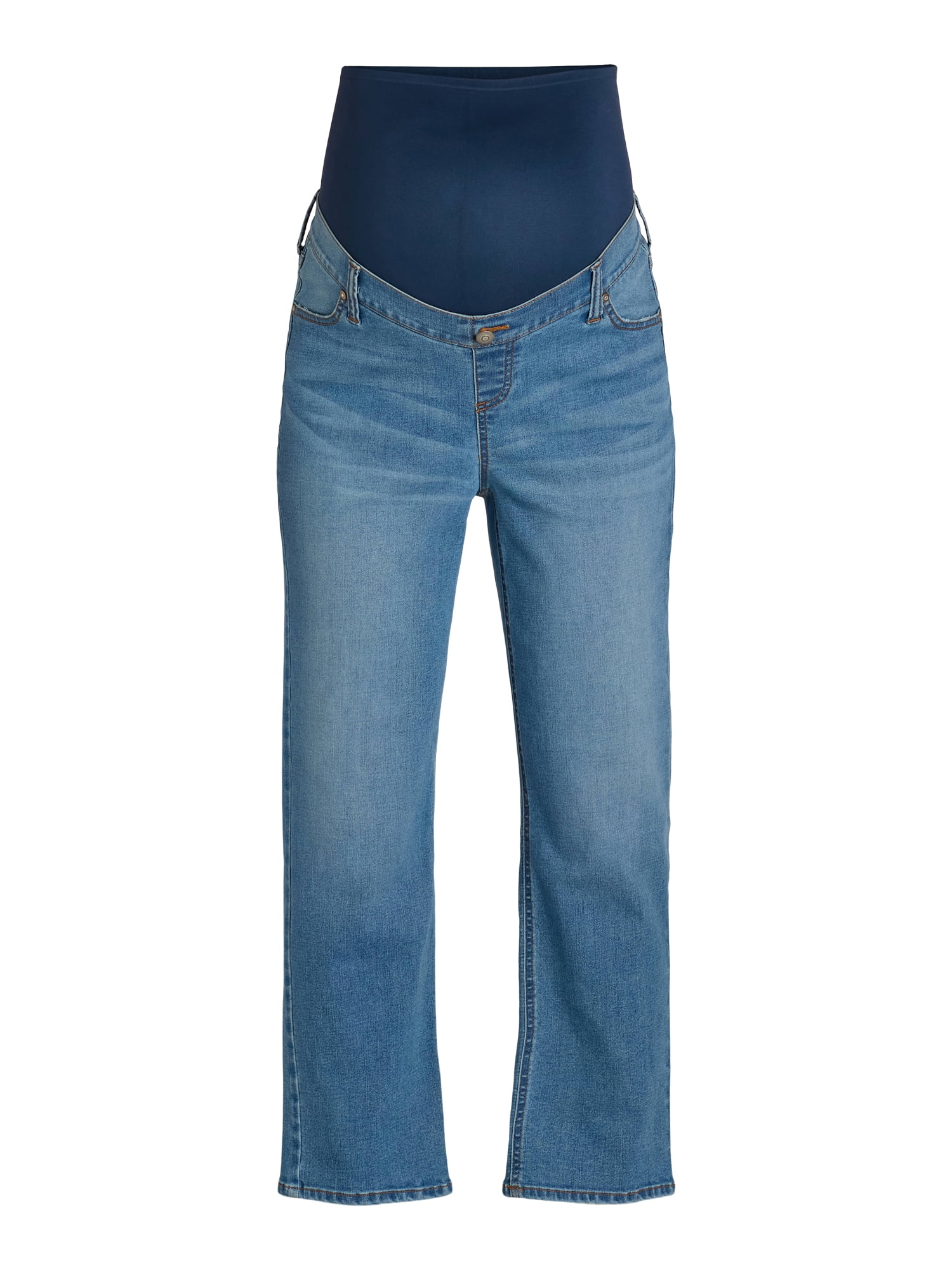 Time and Tru Women's Maternity Straight Leg Jeans, 27" Inseam, Sizes XS-XXL