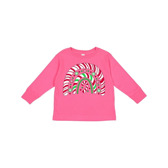 Inktastic Peppermint Rainbow with Candy Cane Boys or Girls Long Sleeve Toddler T-Shirt