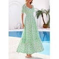 thumbnail image 4 of PRETTYGARDEN Women's Floral Boho Maxi Dresses Flowy Short Sleeve A Line Smocked Eyelet Summer Beach Vacation Clothes, 4 of 10