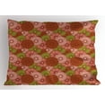 thumbnail image 1 of Flower Pillow Sham, Gerbera Blossom Petals Harvest Blooms Flourishing Bouquets Beauty Pattern, Decorative Standard Queen Size Printed Pillowcase, 30 X 20 Inches, Rust Rose Lime Green, by Ambesonne, 1 of 2