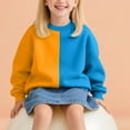 thumbnail image 5 of Girls Crewneck Sweatshirts Fleece Lined Long Sleeve Pullover Pastel Color Block Fall Winter Casual Wear 2-14 Years, 5 of 6