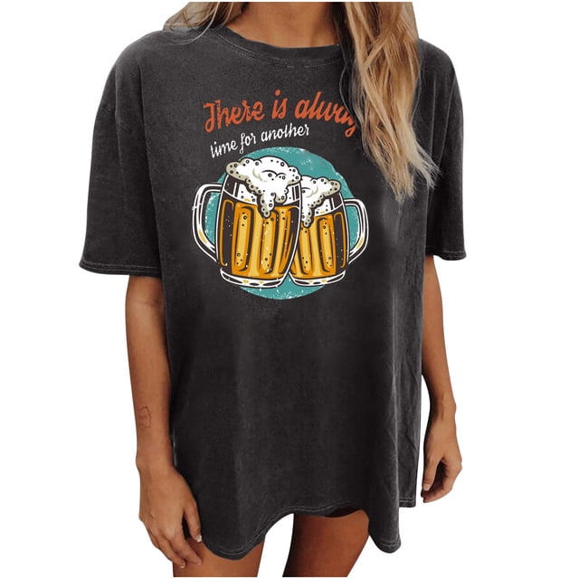 Blusa de manga corta de verano con estampado de Oktoberfest divertido vintage para mujer Pompotops hfajkhk135618