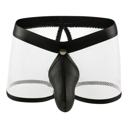 

Men s Large Mesh Transparent Breathable Low-rise Cutout Underpants U-Convex 3D Boxer Panties Brief(1-Packs)