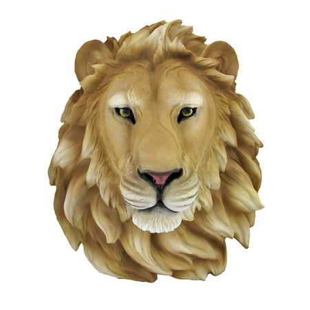 African Lion Head Mount Wall Statue Bust Leo, 16 in. X 14 1/2 in. X 8 in. By Private
