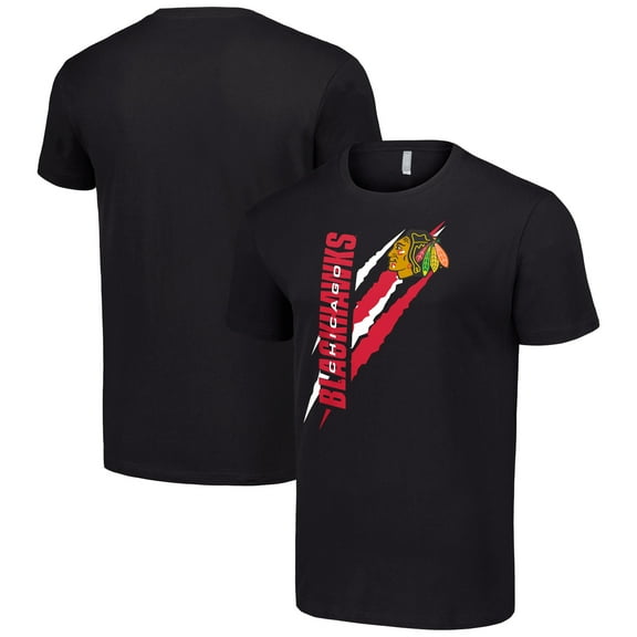 Men's Starter Black Chicago Blackhawks Color Scratch T-Shirt