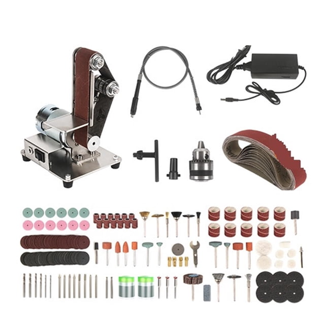 Mini Belt Sander Grinder DIY Polishing Grinding Machine Mini Electric Belt Sander Cutter Edges Sharpener 7 Gears ,Wide Use