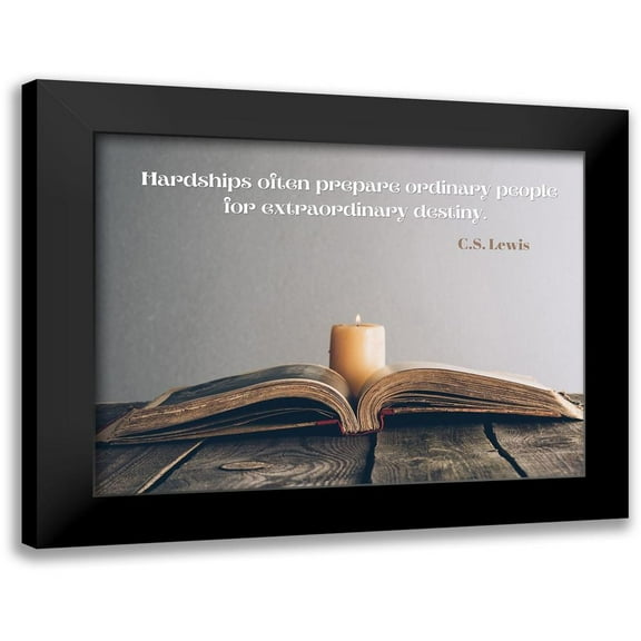 ArtsyQuotes 14x12 Black Modern Framed Museum Art Print Titled - C.S. Lewis Quote: Hardships
