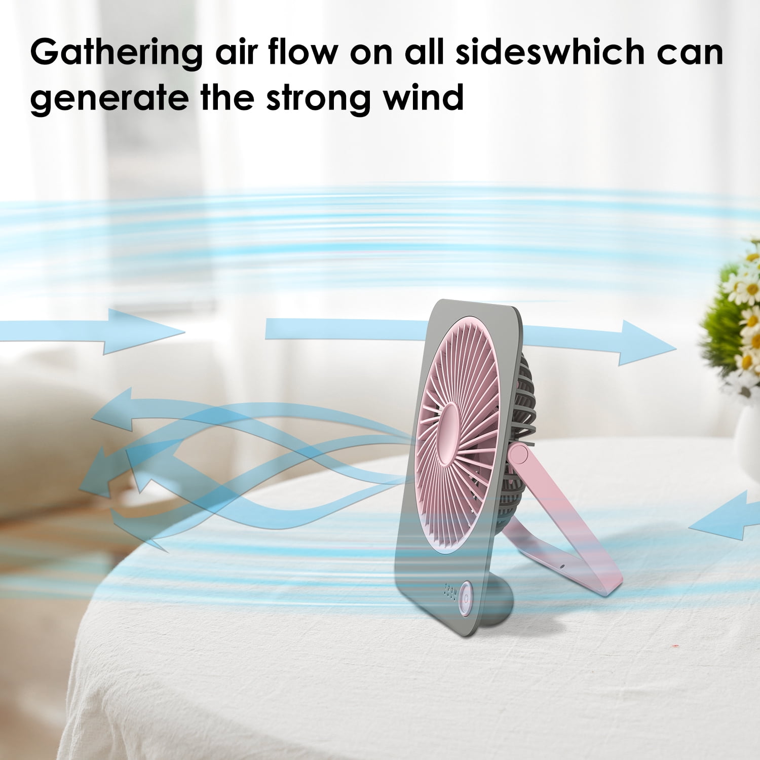 AiYchen 5" 4-Speed Ultra-Thin Rechargeable Desk Fan