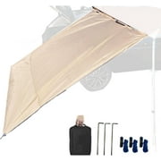 OUTDOOR Waterproof Car Awning Side Wall, Sun Shade Windbreak & Privacy Extension Lateral Tarp for Roof Rack Awning Overland Accessories(Khaki, 9.8ftx6.5ft)