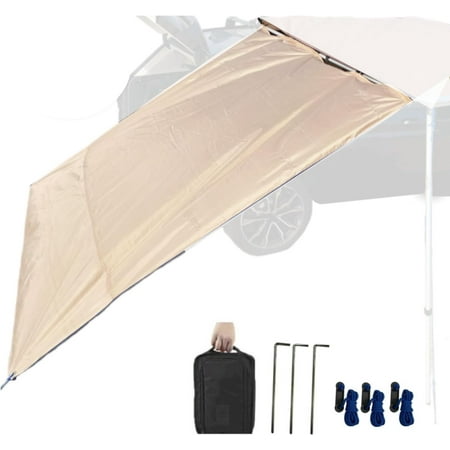 OUTDOOR Waterproof Car Awning Side Wall, Sun Shade Windbreak & Privacy Extension Lateral Tarp for Roof Rack Awning Overland Accessories(Khaki, 8.2ftx6.5ft)