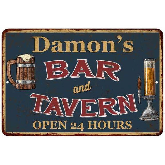 Damon's Green Bar & Tavern Rustic Sign 8 x 12 High Gloss Metal 208120047242