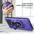 thumbnail image 5 of For Cricket Ovation 3 / AT&T Motivate Max U668AA Case Ring Stand Heavy Duty Phone Case Cover With Tempered Glass Screen Protector - Purple, 5 of 5
