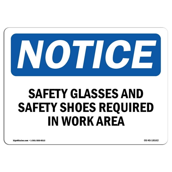 OSHA Notice Signs - Safety Glasses And Safety Shoes Required | Decal | Protect Your Business, Work Site, Warehouse |  Made in the USA