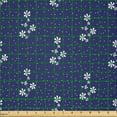 thumbnail image 2 of Ambesonne Country Fabric by the Yard Microfiber, Floral Pattern and Dot, 1 Yard, Navy and White, 2 of 4