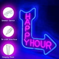thumbnail image 2 of Happy Hour Neon Sign,Bar Neon Light with Arrow for Man Cave,Pubs,Clubs,Home Bars Decor Gifts, 2 of 6