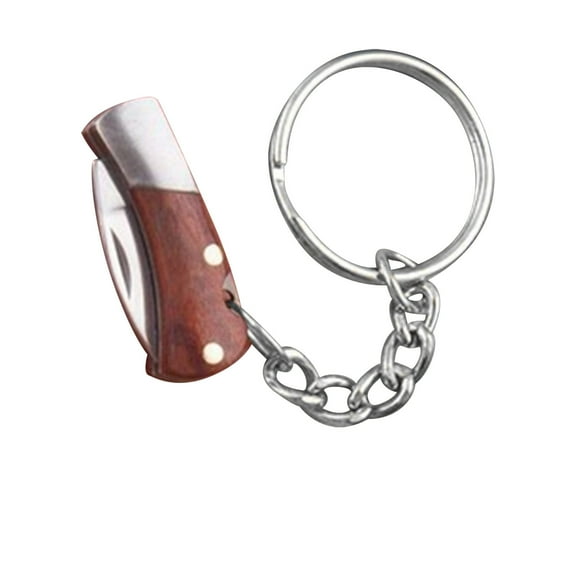 Fufafayo under $5 Folding Pocket Knife, Mini Folding Knife Keychain, Compact Pocket Knife for Opening Packages, Letters, Outdoor, EDC, Stainless Steel Blade, Wood Handle, Attaches to Keys