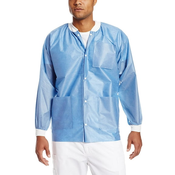 ValuMax 3530CBS Easy-Breathe SMS Hip Length Lab Jackets Ceil Blue Small 10/Pk