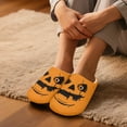 thumbnail image 3 of Chaqlin Orange Ghost Face Bedroom Slippers Cozy Comfy Plush Fuzzy Warm Rubber Sole Easy Slip On Memory Foam Fur Lined Home Slippers, 3 of 7