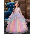 thumbnail image 2 of Vestido De Tul Colorido Con Flores Para Niñas, Disfraz De Princesa Elegante De Color Arcoíris, Vestidos De Fiesta De Tul, 2 of 4