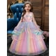 thumbnail image 2 of Vestido De Tul Colorido Con Flores Para Niñas, Disfraz De Princesa Elegante De Color Arcoíris, Vestidos De Fiesta De Tul, 2 of 4