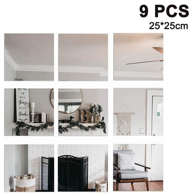 Adhesivo de pared con ajuste de espejo acrílico extraíble, decoración moderna DIY para el hogar, sala de estar, dormitorio MFZFUKR 2034815-1