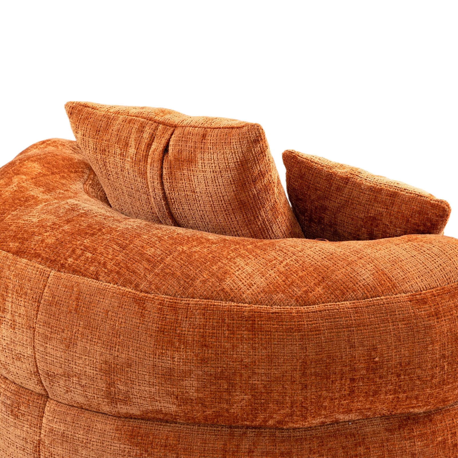 Oversized Chenille Bean Bag Chair for Adults & Kids, Indoor & Outdoor Lazy Bean Bag Sofa with Wrap-Around Backrest & Pillows for Bedroom, Living Room, Playroom, 42.52''x42.52''x20.47'', Orange