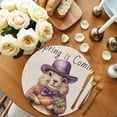 thumbnail image 2 of Round Placemats Purple Bow Groundhog Carrot 15 inch Set of 2 Table Mats for Dining Table Spring Is Coming Heat Resistant Non-Slip Kitchen & Home Decorative Place Mat Set, 2 of 8