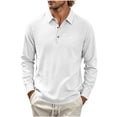 thumbnail image 5 of Hngshg Mens T-Shirts Big and Tall Comfy Button Up Collared Tops Long Sleeve Solid Color Pullover Tee Shirts, 5 of 7
