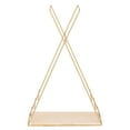 thumbnail image 1 of Wood Board Iron Frame Home Wall Storage Rack Hanging Shelf Decoration OrnamentGold, 1 of 6