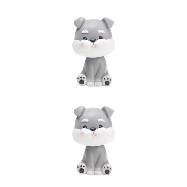 Cateissary Dibujos animados lindo perro coche sacudiendo la cabeza muñeca Bulldog coche salpicadero Decoración 2piezas schnauzer