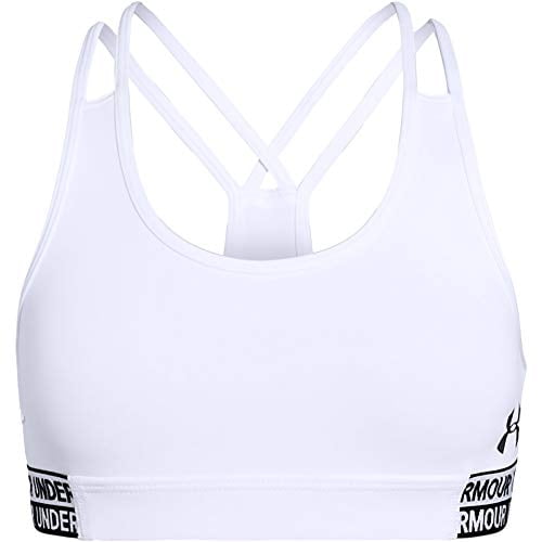 Under Armour Girls' HeatGear Armour Sports Bra, White (100)/Black, Youth  X-Small 