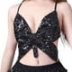 thumbnail image 5 of Top corto de vendaje de mariposa Yinane Lentejuelas brillantes negro, 5 of 8