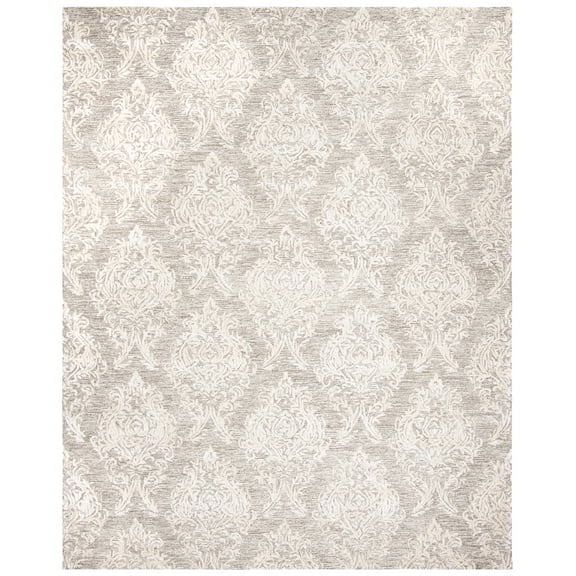 SAFAVIEH Glamour Tiana Damask Area Rug, Grey/Ivory, 9' x 12'