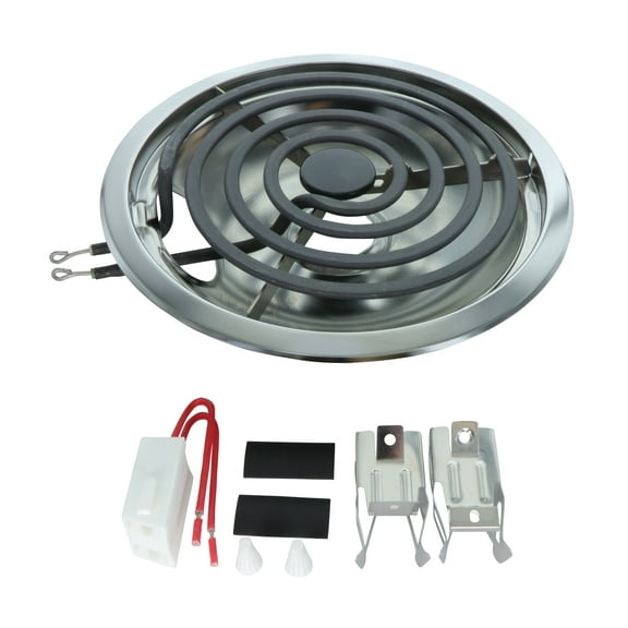 Endurance Pro Terminal Block, 4 Turn 8 inch Surface Element and 8 Inch Chrome Drip Pan Replacement for Whirlpool