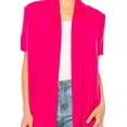 thumbnail image 5 of MOA Collection Women's Asymmetrical Hem Short Sleeves Cardigan, 5 of 6