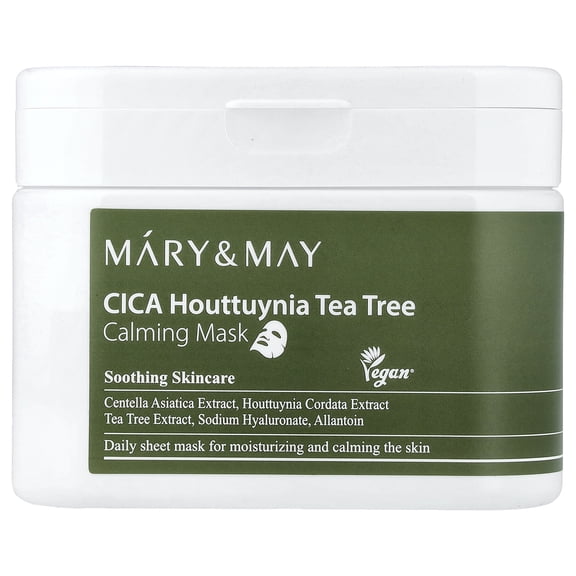 Mary & May CICA Houttuynia Tea Tree Calming Beauty Mask, 30 Sheets, 14.1 oz (400 g)