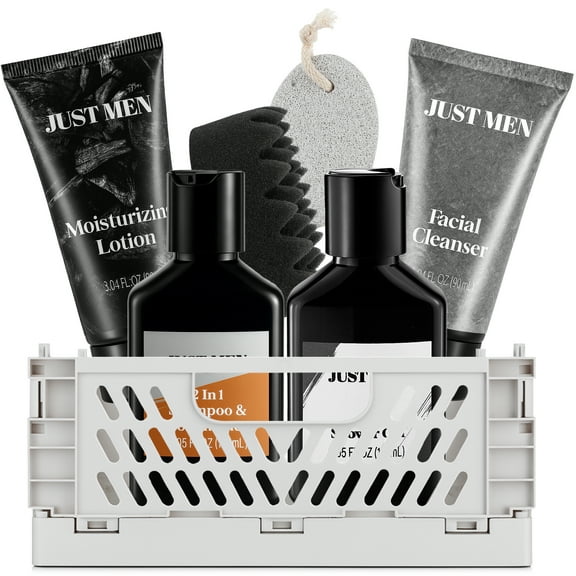 Bath Gift Sets for Men, 7 Pcs Spa & Shower Basket with Body Wash, Birthday Holiday Fathers Day Grooming Gifts for Dad, Him