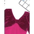 thumbnail image 5 of iixpin Kids Girls Ballet Dance Leotards Long Sleeves Velvet Bodysuit Dancewear Gymnastics One Piece Rose_Red 120, 5 of 7