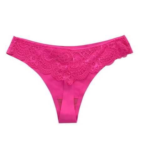 

Knosfe Embroidery Breathable Lace Thong Underwear Women s Sexy Stretch Low Waisted Panties