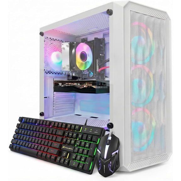 STGAubron Gaming Desktop PC, AMD Ryzen 3 3200G up to 3.6GHz, 16G DDR4, 1TB SSD, Radeon RX 580 8G, WiFi 6, BT 5.0, RGB Fan x4, Windows 11 Home