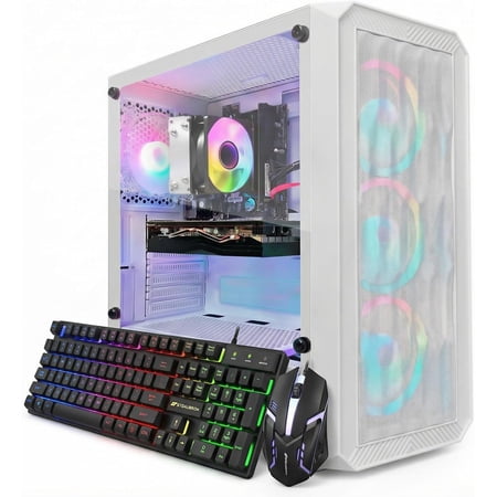 STGAubron Gaming Desktop PC, AMD Ryzen 3 3200G up to 3.6GHz, 16G DDR4, 1TB SSD, Radeon RX 580 8G, WiFi 6, BT 5.0, RGB Fan x4, Windows 11 Home