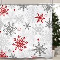 thumbnail image 6 of Winter Snowflake Christmas Bathroom Shower Curtain 71W by 71H Inch Snow Xmas Red Gray Holiday New Year Polyester Fabric 12 Plastic Hooks Waterproof Decor, 6 of 6